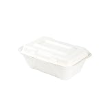BIOZOYG Caja de Hamburguesa de caña de azúcar con Tapa abatible I 50 Piezas Aperitivos compostable de bagazo-Biodegradable I Caja de menú Cuadrada I Caja para Llevar 19,1 x 13,6 x 5,9 cm 50 Piezas
