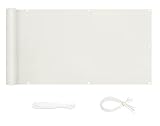 Sekey Pantalla para Balcón Jardín Protección de Privacidad Opaca Polyster, Protección UV, Resistente al Viento, se Puede Cortar, con Cuerda y Bridas 75 x 600cm, Blanco