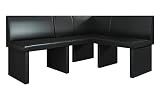 Vladon Banco esquinero Dallas 170 x 81,5 x 129 cm. Banco de Cuero Artificial tapizado en Negro