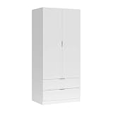 Habitdesign Armario de 2 Puertas y 2 cajones, Acabado en Color Blanco Artik, Medidas: 81 cm (Ancho) x 180 cm (Alto) x 52 cm (Fondo)