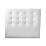 DUÉRMETE ONLINE 160 x 120 cm (Cama de 150) Cabecero París Acolchado | Tapizado en Polipiel de Alta Gama | Medidas, Madera, Blanco