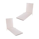 Edenjardi Pack 2 Cojines para Tumbona de Exterior Color Beige | Tamaño 196x60x5 cm | Repelente al Agua | Desenfundable | Portes Gratis