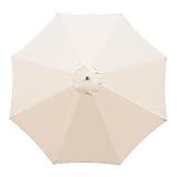 RNSUNH Sombrilla de repuesto para sombrilla de patio, de 10 pies, sombrilla para exteriores, con 8 costillas para patio, patio, patio, sombrilla de playa (solo toldo), beige