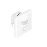POPP- Detector Infrarrojos de Movimiento PIR Interior Empotrable Pared, IP20 Detección MAX. 9m / 160º, Tiempo 10sec±3sec-7min±2min, Altura de Instalacion 1m-1.8m, Ajustable y Programable