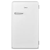 Midea - Mini Frigorífico Vintage - Capacidad 93 L Frigorífico - Sin Congelador - Mini Bar Retro - Silencioso 39 dB - Modelo MDRD142SLF01 - Color Blanco