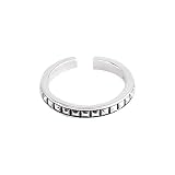 s925 anillo de plata esterlina damas abierto retro antiguo tipo de celosía moda personalidad joyería de mano