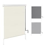WOLTU Toldo Vertical Exterior Persiana Enrollable Estor Enrollable Impermeable Estor para Balcón Terraza Jardín, Pantalla de Privacidad Toldo de Balcón Protección Solar Extensible 140x140 cm Beige