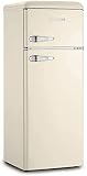 Severin Frigorífico de Dos Puertas, Diseño Retro, 162 L/47L, KS 9956, Crema/Cromado, 173 W, 212 litros