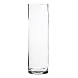 LOLAhome Jarrón cilíndrico de Cristal Transparente de Ø 15x50 cm