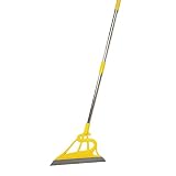 Kinmiee Escoba de Silicona Multifuncional, 2 en 1, Barre fácilmente Agua, Pelo de Mascotas, Polvo, fregona de Silicona, Escoba raspadora de Mango Ajustable para Sala de Estar, Cocina, baño - Amarillo