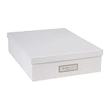 Bigso Box of Sweden Organizador de documentos para folios A4, folletos, etc. – Caja de almacenaje con tapa y etiqueta – Organizador de escritorio de tablero de fibras y papel – blanco