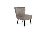 LIFA LIVING Butaca Terciopelo Color Crema, butaca de Espera, sillón tapizado Vintage, Silla con Patas de Madera, Capacidad hasta 100 kg