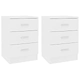 vidaXL 2X Mesitas Noche de Aglomerado Mobiliario Dormitorio Decoración Interior Casa Hogar Diseño Elegante Clásica Duradera Robusta Blancas 38x35x56cm