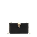 MODELISA - Bolso De Mano Clutch Fiesta Noche Hoja De Adorno Mujer (Negro)