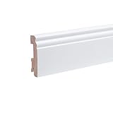 Rodapié de madera maciza (80 mm), color blanco - RAL9010