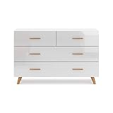Décoro cómoda Lasse de diseño Moderno, Ancho 125 x Alto 80 x Fondo 35 cm, 4 cajones con Tiradores de Madera