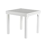 Mesa para jardín Extensible de 80 cm a 160 cm, Aluminio Color Blanco y Cristal Grueso Color taupé, Tamaño: 80x80/160x76 cm