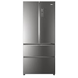 Haier FD 83 Series 7 HB18FGSAAA - Frigorífico, Puerta Francesa, Tecnología Antibacterias, Motor Inverter, My Zone, Humidity Zone, Ancho 83cm, Capacidad XXL, Total No Frost, Clase E, Cristal Inox