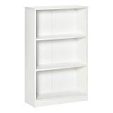 HOMCOM Estantería Librería con 3 Compartimentos de Almacenaje Libros CDs Plantas para Salón Estudio Dormitorio 62,2x24x102,4 cm Blanco