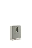 Keter Wood Grain - Armario bajo, 97 x 68 x 39 cm, color beige con puertas textura madera