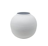 LaLe Living Jarrón Soyah de hierro en blanco, diámetro de 14,5 x 13,5 cm, superficie mate como decoración de mesa, jarrón para flores en el salón, oficina y comedor