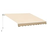 Outsunny Toldo Manual Retráctil Plegable con Manivela 295x245 cm Toldo Enrollable Aluminio Protección Solar para Ventanas Puertas Balcón Terraza Exterior Beige