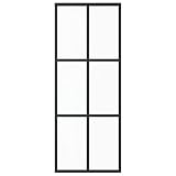 vidaXL Puerta Corredera Entrada Corrediza Deslizante Hogar Cuarto de Baño Sala de Estar Salón Habitación ESG Vidrio y Aluminio 76x205 cm Negro