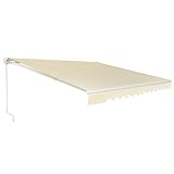 COSTWAY Toldo con Brazo Plegable Toldo Manual con Protección Solar Toldo Retráctil para Balcón Terraza Puerta Exterior (Beige, 360x300cm)