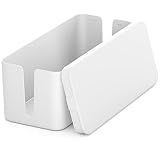 deleyCON Caja para Gestionar Caja Organizadora de Cables 32,7cm x 13,5cm x 12,5cm Plástico Robusto 2 Guías de Cables Protección y Seguridad Blanco