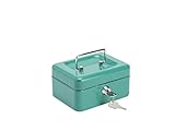 BURG-WÄCHTER Caja de caudales con cerradura de llave y bandeja para dinero, Pequeña, Chapa de acero, Money 5015, Verde