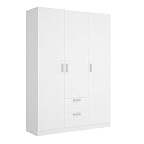 Mobelcenter - Armario 3 Puertas 2 Cajones Maxi - Armario Matrimonio o Juvenil 215 cm de Altura - Acabado Color Blanco - Medidas: Ancho: 150 cm x Fondo: 52 cm x Alto: 215 cm - (1216)