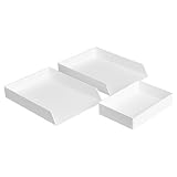 Amazon Basics Paquete de organizadores de plástico, bandeja para cartas (paquete de 2) y bandeja para accesorios, blanco