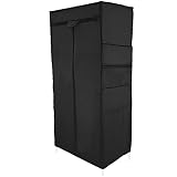 PrimeMatik - Armario ropero guardarropa de Tela Desmontable 70 x 45 x 155 cm Negro