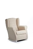 Sillón de lactancia, amamantar o dar el pecho- Tela Antimanchas- Butaca Mecedora con balanceo para dormirlo(Tamaño: 96 * 74 * 77 cm.) Tapizado en BEIGE. Gasten a gusto