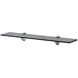 UnfadeMemory Estantería de Pared de Cristal,Baldas Flotantes para Dormitorio Baño,Grosor 8mm (60x20cm, Negro)