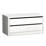 Cajonera Armario Dos cajones, Mueble Auxiliar Almacenamiento Dormitorio, Modelo Lara, Color Blanco, Medidas: 77 cm (Largo) x 36 cm (Alto) x 45 cm (Fondo)