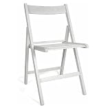 CABLEPELADO Silla Plegable para Jardin Exterior - Madera de Haya - Ligera - Hogar y Jardin - Asiento y Respaldo- Plegado Compacto Color Blanco