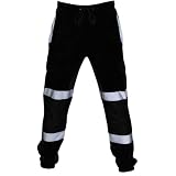MUYAO Pantalones Deportivos Elásticos para Hombre Multi-Bolsillo de Fitness Pantalón Deportivo Reflectante Moda Algodon Pantalones Deportivos Trabajo Corta Pantalones Chandal (3XL, Negro)