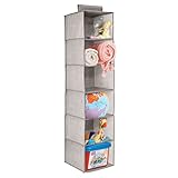 mDesign Organizador de Ropa para Armario - Estanteria Colgante en Tela para Guardar y organizar articulos de Bebe - Cajas para Guardar Ropa, Toallas, Mantas, Juguetes - Color Lino