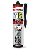 fischer | MS Ultra tack blanco polímero silicona sellador, adhesivo para rellenar grietas, juntas, bañera, ventanas y pegamento fuerte (290 ml)