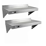 KuKoo - 2 Estantes de Pared Estanterías Baldas Repisas Solución Almacenamiento 90cm x 30cm de Acero Inoxidable para Cocinas Comerciales, Cafés, Bares, Restaurantes o Talleres
