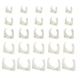 25 clips de abrazadera de tubo en forma de U de PVC, color blanco para tubos de agua de 20 mm, 25 mm, 32 mm, 40 mm, 50 mm, tubos de aceite