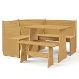 Festnjght 3 pzas Conjunto Jardin Exterior Muebles de Esquina para Balcón Mueble Esquinero Cocina Mesa y Sillas Terraza Madera Marrón Miel
