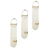 cabilock 3 Uds Bolsas de Almacenamiento de Malla Colgantes para Verduras Patatas Cebollas Ajos Bolsas de Almacenamiento de Red Reutilizables para Frutas Beige