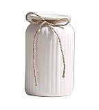 I3C Jarrón de cerámica blanco moderno para decoración del hogar, jarrón de porcelana, diseño mate para uso doméstico y oficina (C)