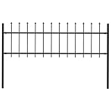 vidaXL Valla de Jardín con Puntas de Lanza Acero Cercado Metal Paneles de Valla Barrera Perimetral Segura Ocultación Decorativa Estable Negro 1.7x0.6m