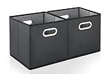 Cajas de Almacenaje Plegable-2 Pack Cubos Organizadores de Almacenamiento con Metal Asas,Cajas Tela Almacenaje,Cajas Almacenaje Decorativas para Estantes de Armario,Familia,Oficina(28x28x28cm Gris)