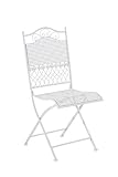 CLP Silla De Terraza Plegable Kiran En Hierro Forjado | Silla De Exterior Estilo Rústico | Silla De Jardín con Adornos Medievales | Color:, Color:Blanco