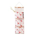 Andiker Bolsa de Almacenamiento para Colgar en la Pared, Organizador de Lino de Almacenamiento para Colgar en la Pared, Almacenamiento sobre la Puerta Bolsa de Almacenamiento con 3 Bolsillos (Blanco)