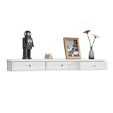 SoBuy FRG43-L-W,Estantes de Pared, Armario Suspendido, Estanteria para Trasteros, con Tres Cajones,Blanco,ES (L93cm P15cm x H10cm)